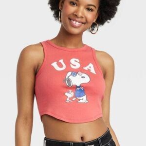 Women's Snoopy USA Tank Top Crop Patriotic Size XL
